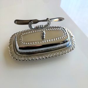 Irvinware Chrome butter dish set